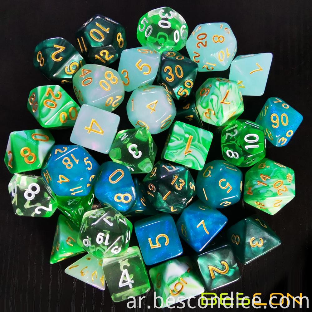 5 X 7 Sets 35 Pcs Colorful Polyhedral Emerald Dice Sets With Jar 4